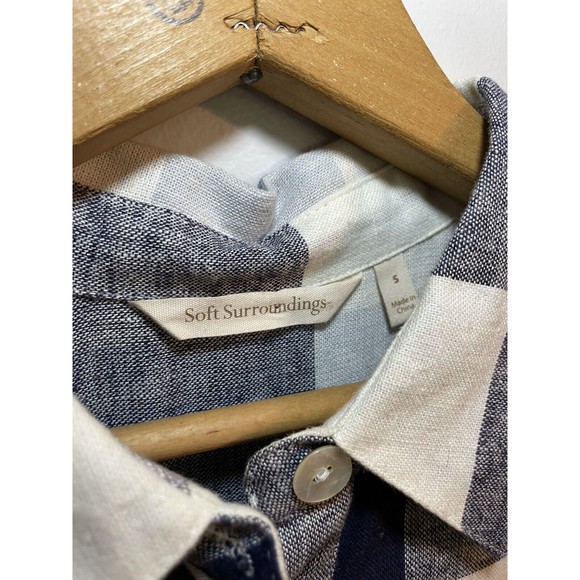 Soft Surroundings Carreaux Sz S Women’s Shirt ButtonUp BackZip Linen - Picture 3 of 5